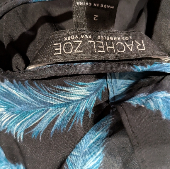 Rachel Zoe Black and Blue Feather Print Dress size 2 - Picture 9 of 9